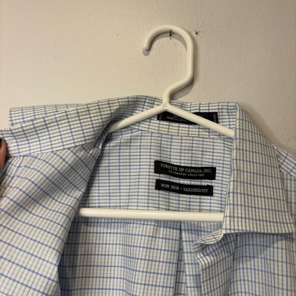 Forsythe of Canada Non Iron Tailored Fit Mens Dress Shirt 15.5  34/35 Blue - Picture 4 of 9